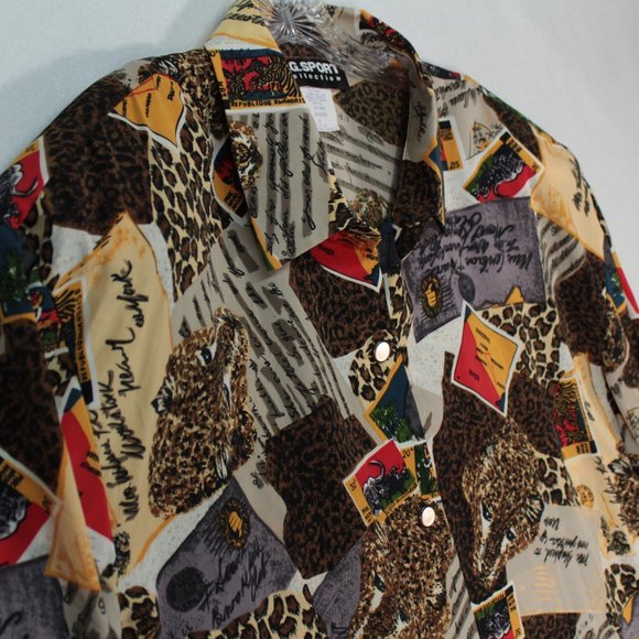 Vintage S. G. Sport Collection Top Women's 1X Busy All Over Print Blouse - Picture 3 of 15